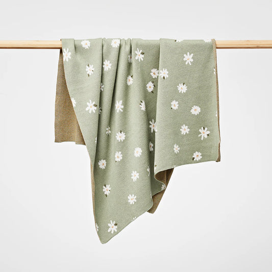 Over the Dandelions Daisy Organic Blanket Thyme