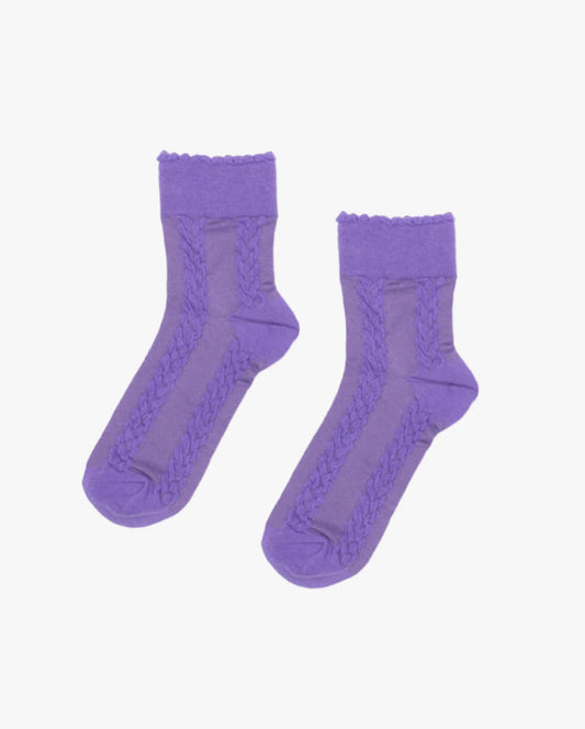 The Girl Club Lilac Cable Cotton Socks