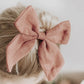 maMer Dalia Linen Hair Clip Bow Dusty Fig