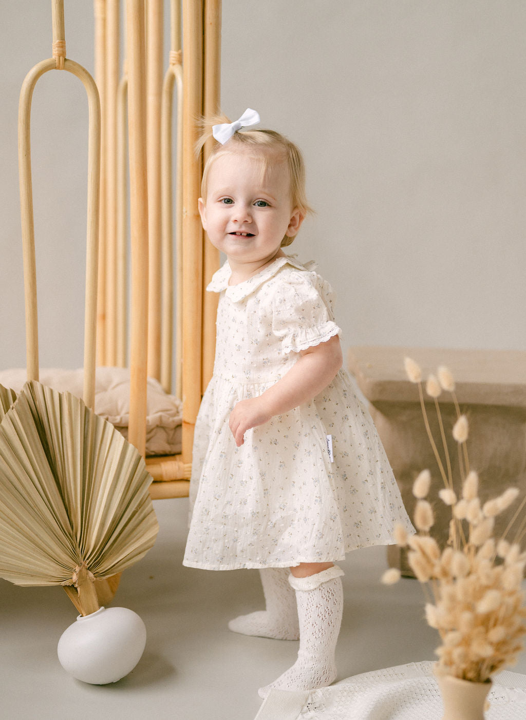 Aster & Oak Sofia Floral Dress Ivory