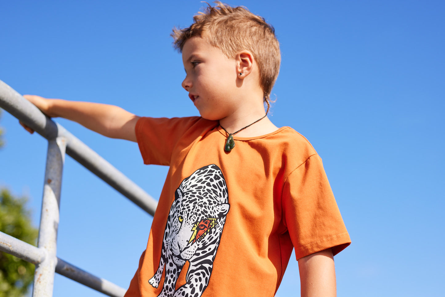 Radicool Bolt Leopard Tee in Rust