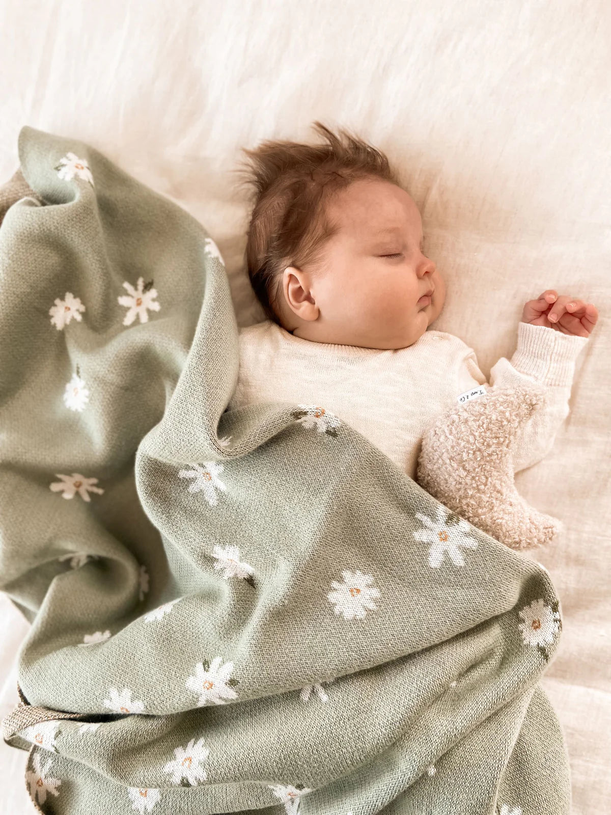 Over the Dandelions Daisy Organic Blanket Thyme
