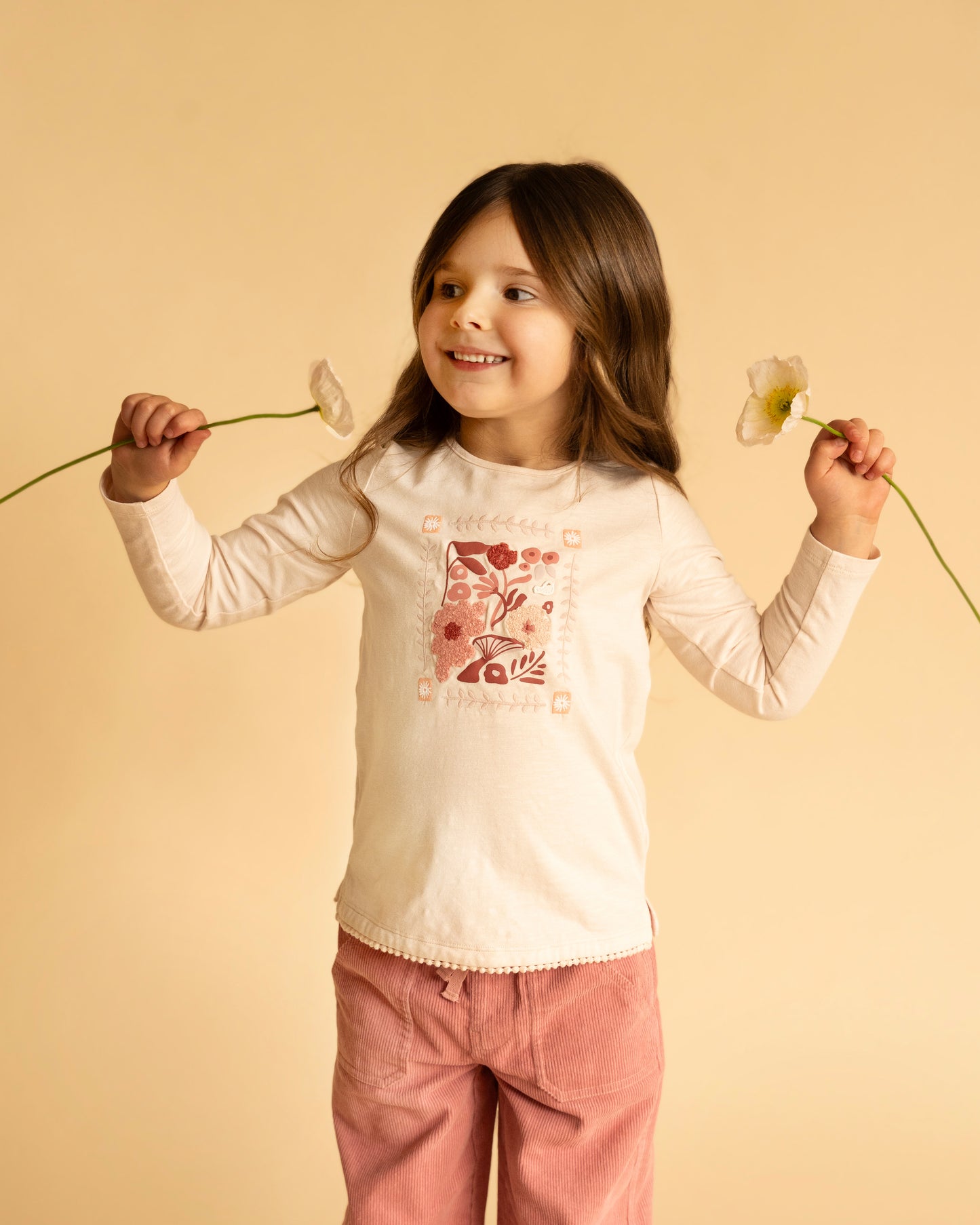 Minihaha Girls Wild Garden Boucle Organic Long Sleeve Tee