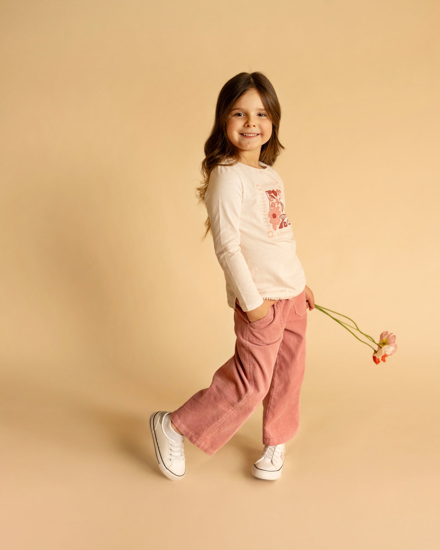 Minihaha Girls Wild Garden Cord Pull On Pants Rose