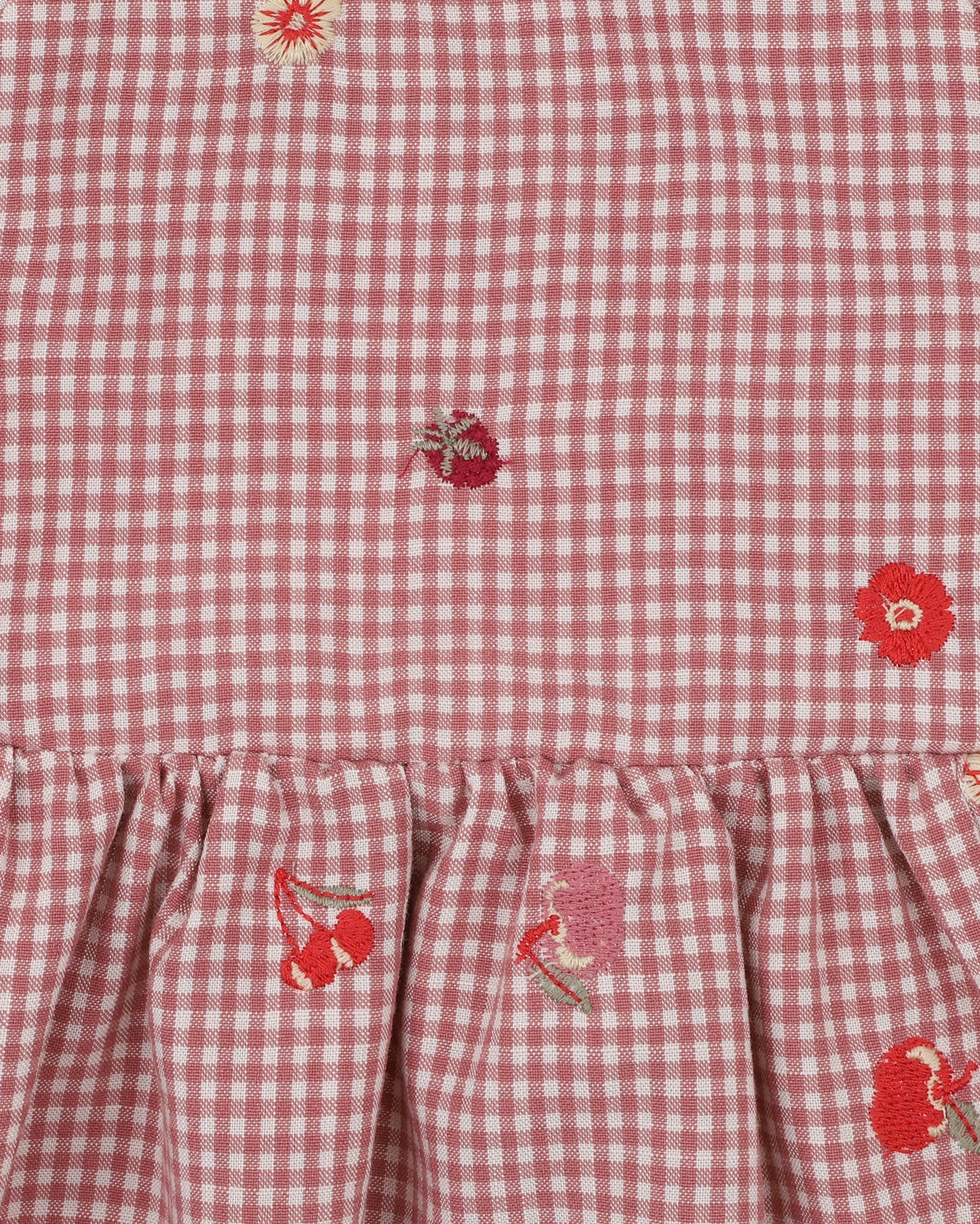 Minihaha Baby Orchard Bloom Embroidery Check Dress Dusty Pink