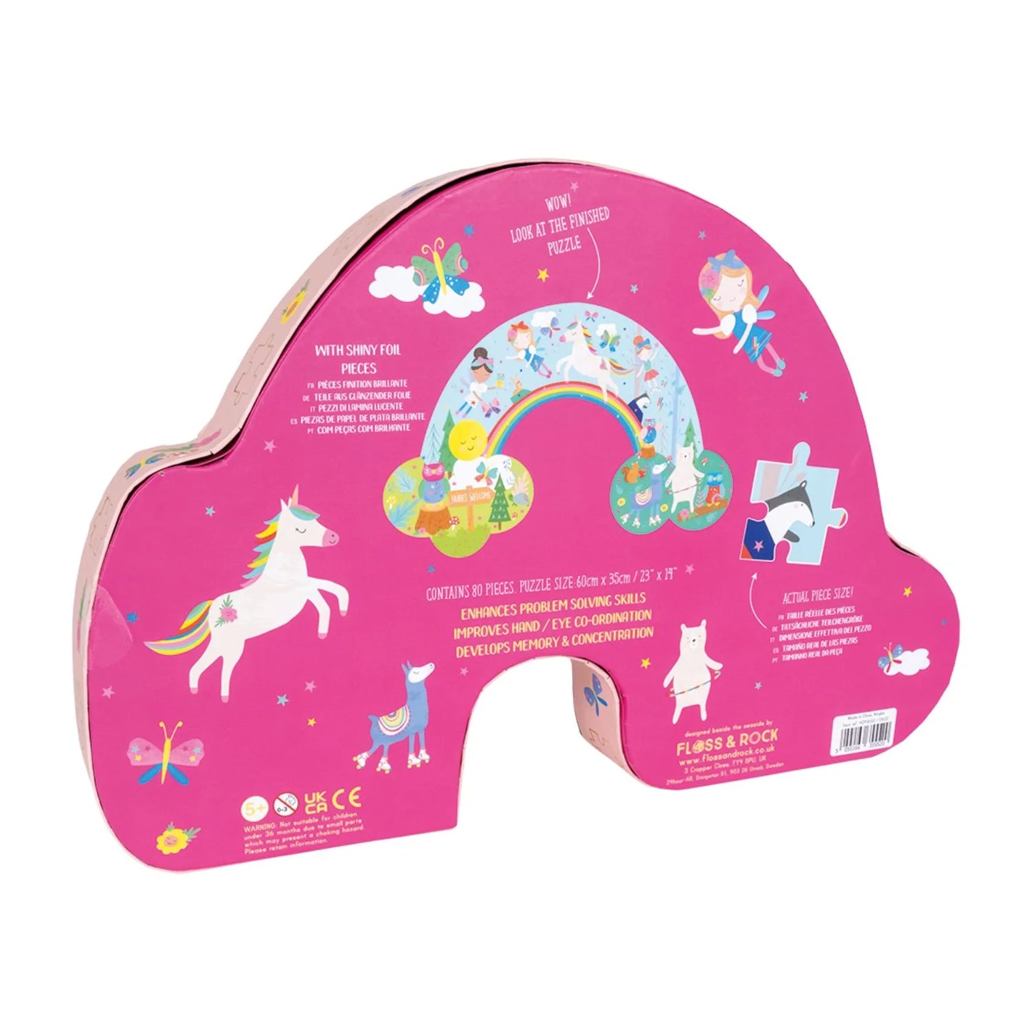 Floss & Rock Rainbow Shaped Puzzle 80pc | Rainbow Fairy