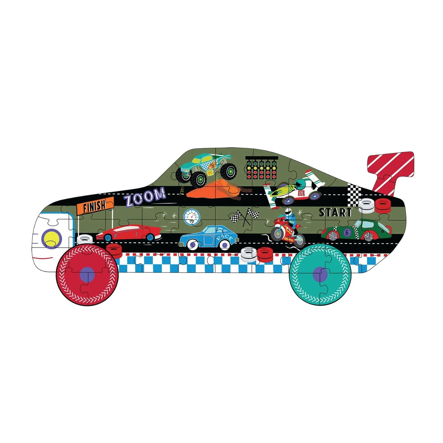 Floss & Rock Racing Car Shaped Puzzle 40pc | Cars