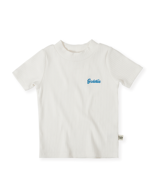 Goldie + Ace Embroidered Rib T-Shirt White