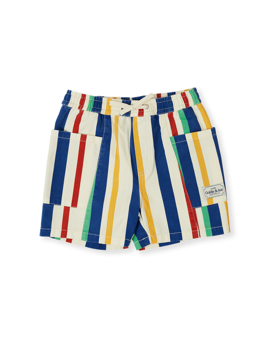 Goldie + Ace 90'S Bold Stripe Noah Denim Pocket Shorts