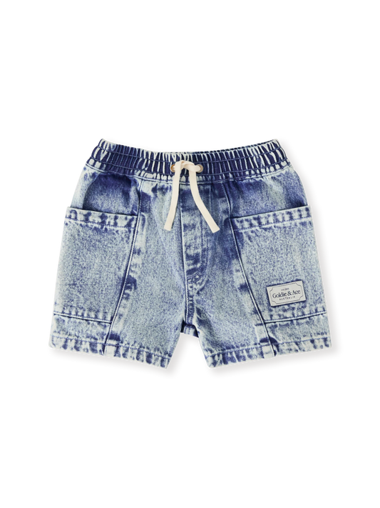Goldie + Ace Noah Denim Pocket Shorts Light Denim