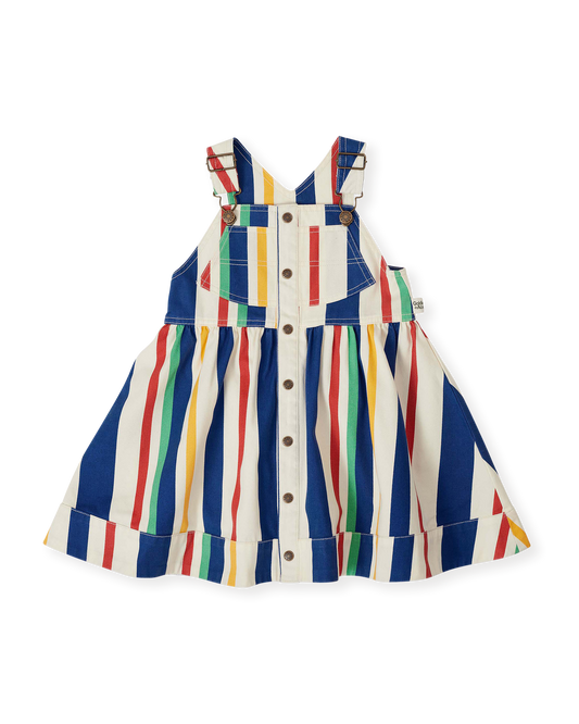 Goldie + Ace 90'S Bold Stripe Heidi Denim Pinafore Dress
