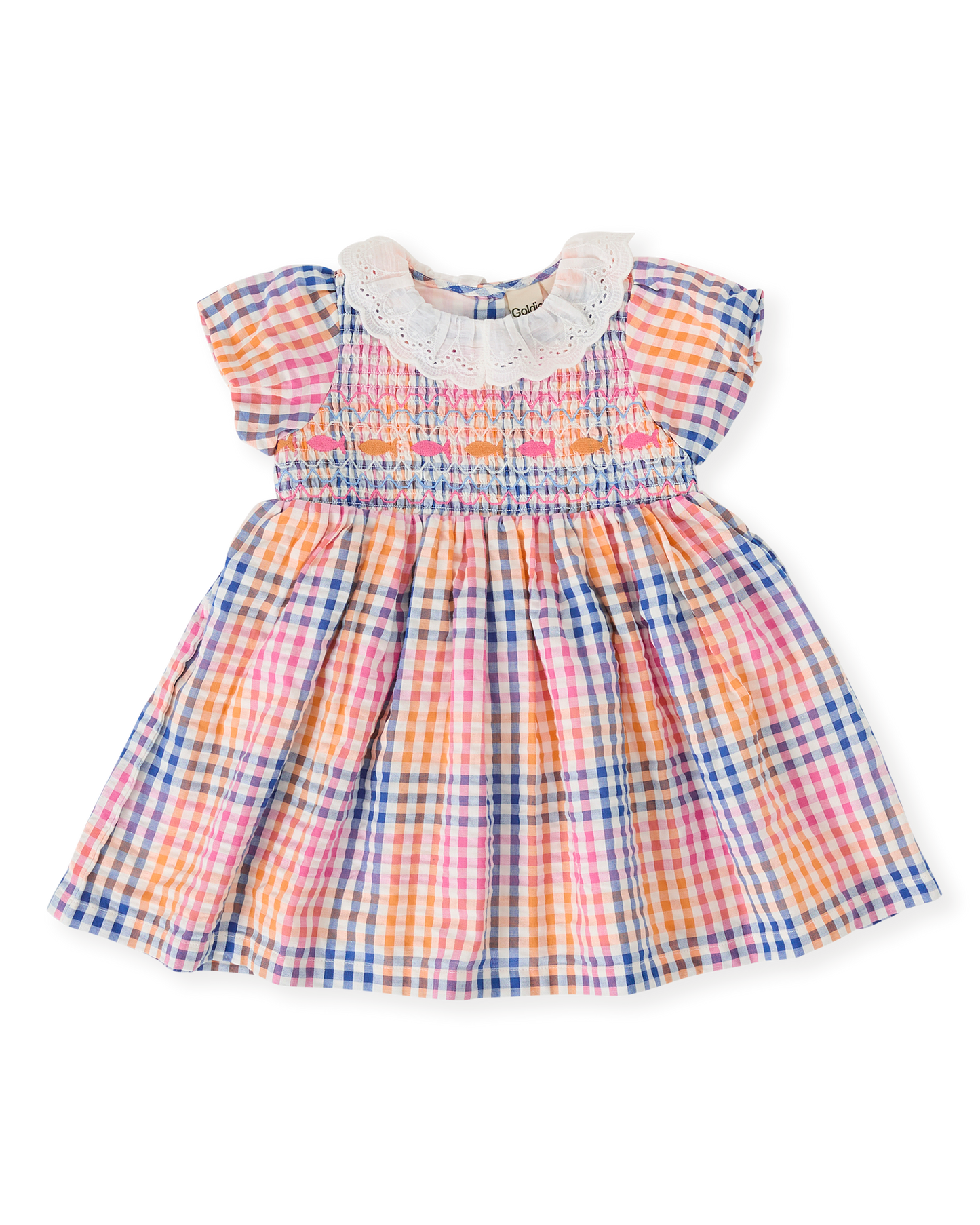 Goldie + Ace Rainbow Gingham Flo Smocked Dress