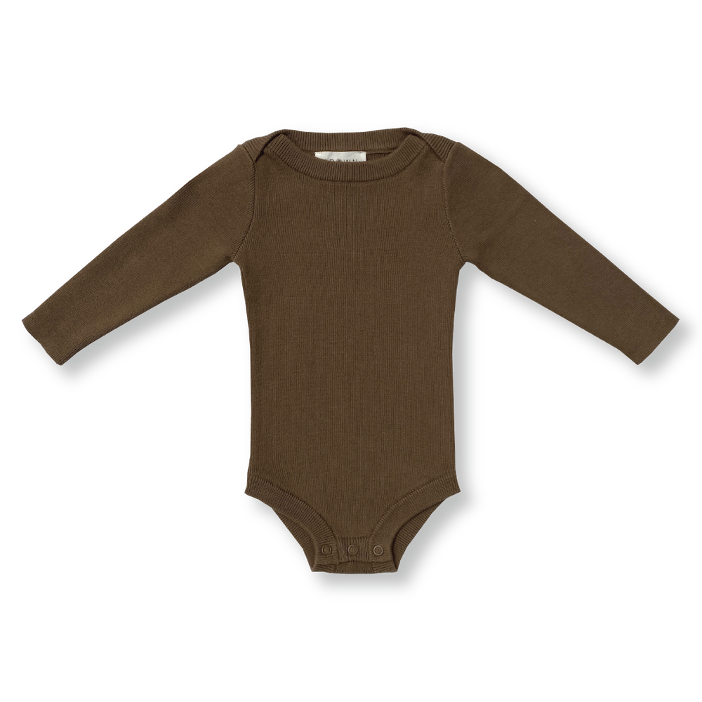 Grown Organic Ribbed Essential Bodysuit Clay