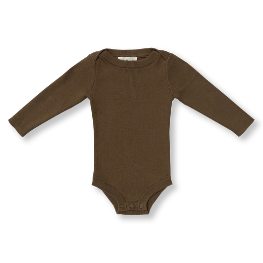 Grown Organic Ribbed Essential Bodysuit Clay