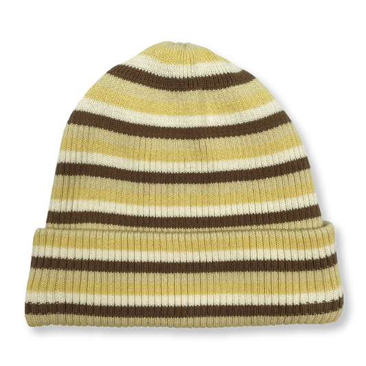 Grown Knitted Stripe Pixie Beanie Clay & Dusty Lime