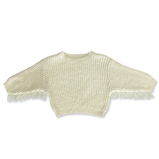 Grown Slub Yarn Fringe Pull Over Milk