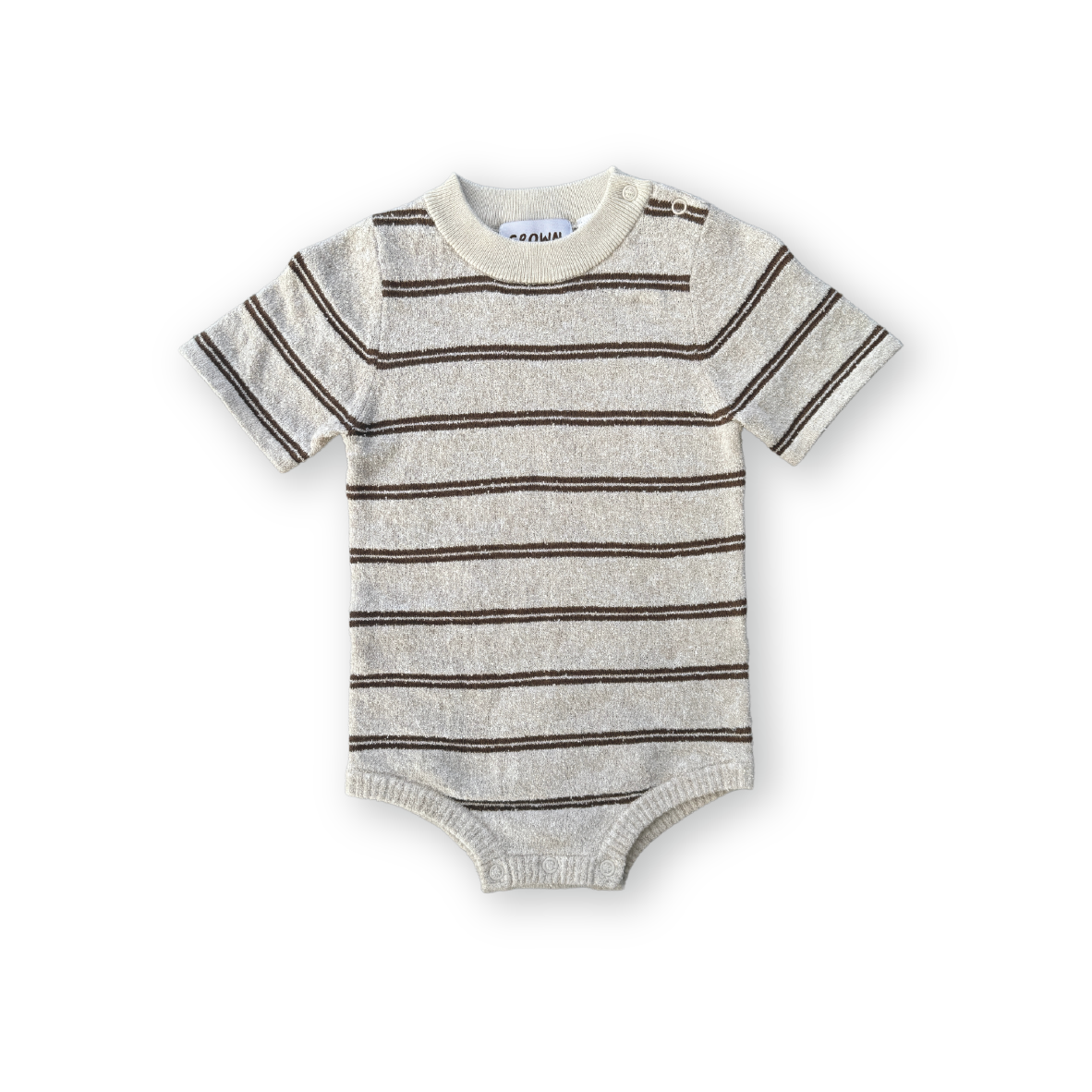 Grown Knitted Terry Striped Bodysuit Dune/Cafe