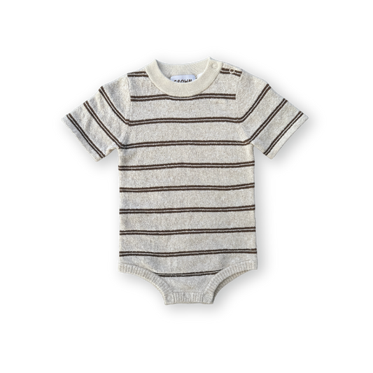 Grown Knitted Terry Striped Bodysuit Dune/Cafe