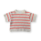 Grown Knitted Terry Striped Tee Dune/Rosso