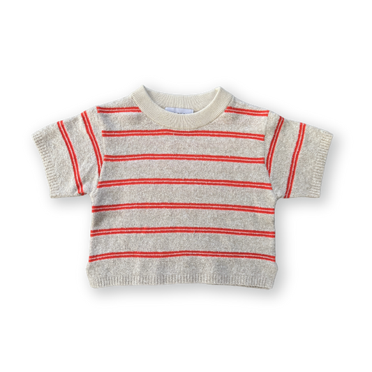 Grown Knitted Terry Striped Tee Dune/Rosso