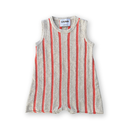 Grown Knitted Terry Striped Romper Dune/Rosso