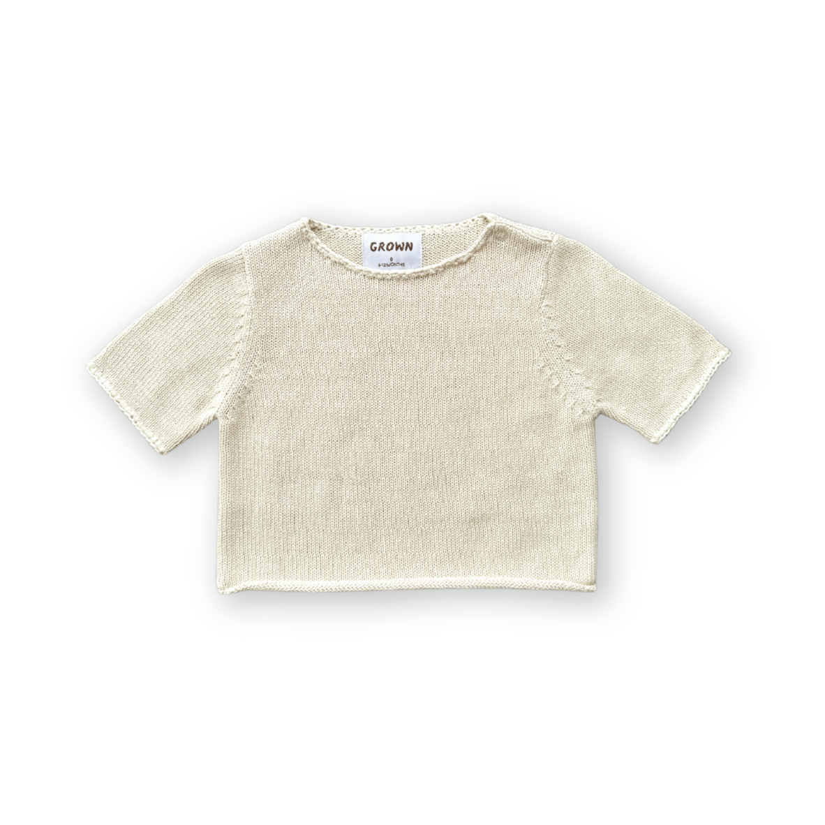 Grown Blanket Stitch Knitted Tee Dune