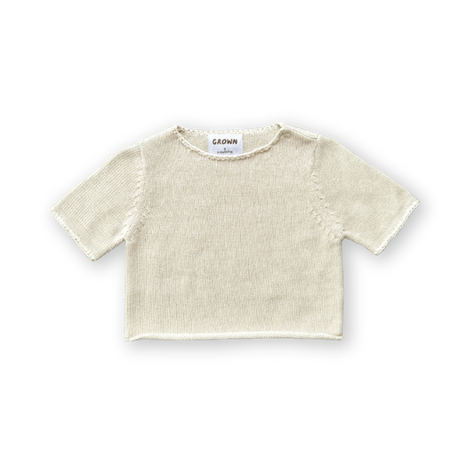 Grown Blanket Stitch Knitted Tee Dune