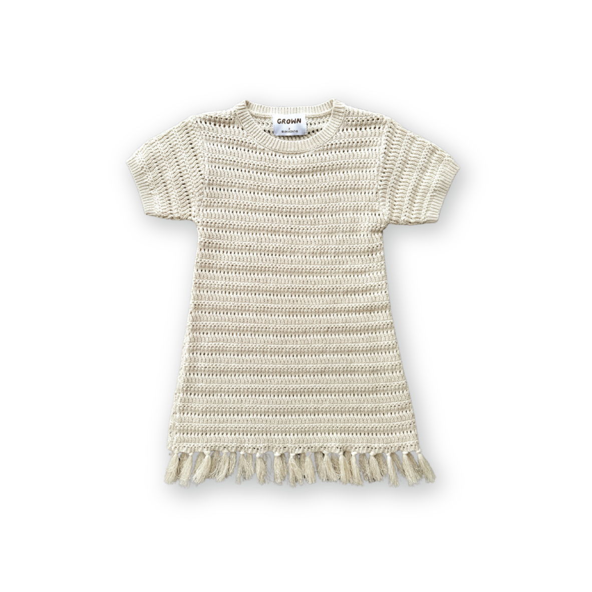 Grown Knitted Tassel Dress Dune