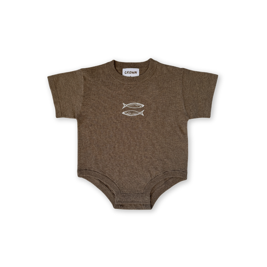 Grown Organic Sardine Oversized Romper Mud