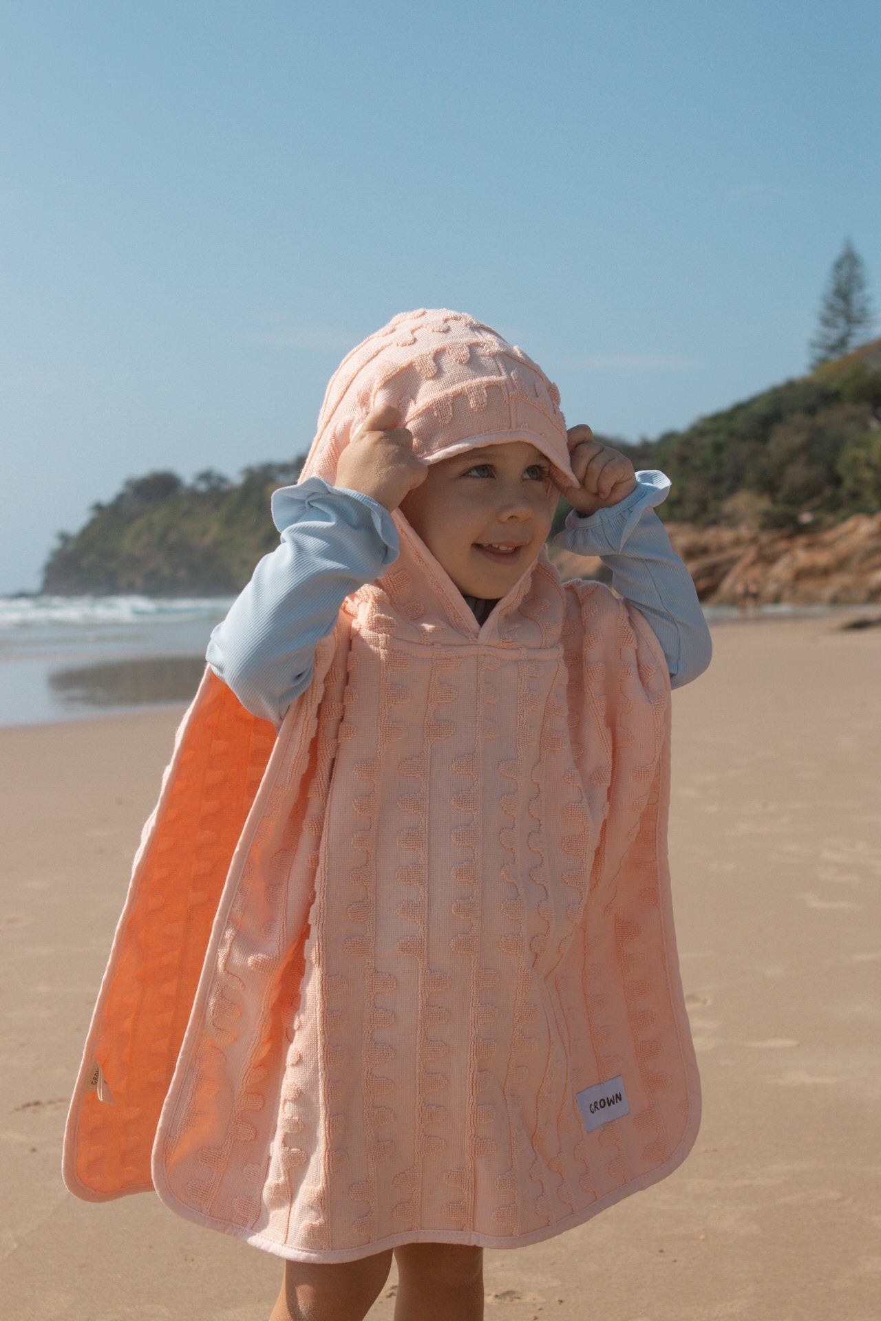 Grown Terry Towelling Flow Poncho Peachy