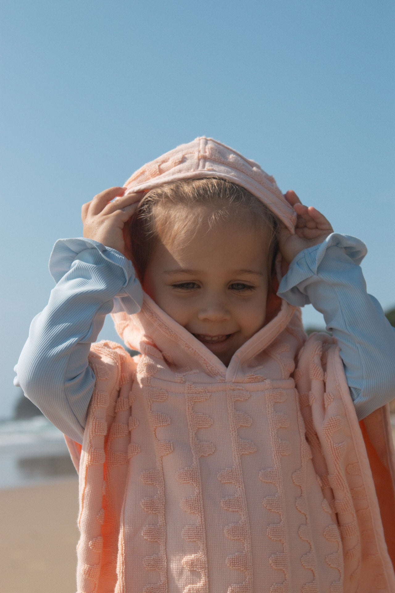 Grown Terry Towelling Flow Poncho Peachy