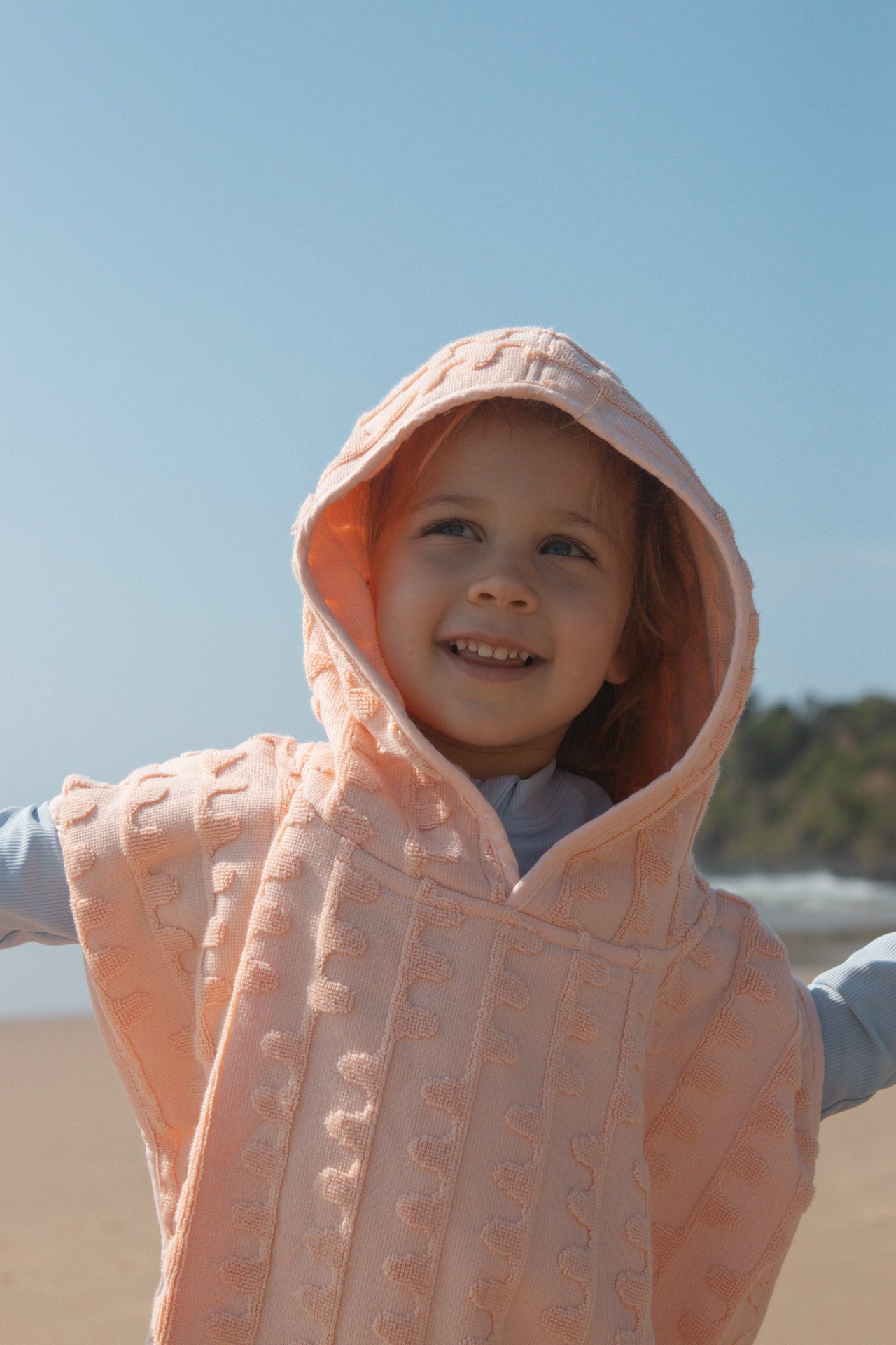 Grown Terry Towelling Flow Poncho Peachy