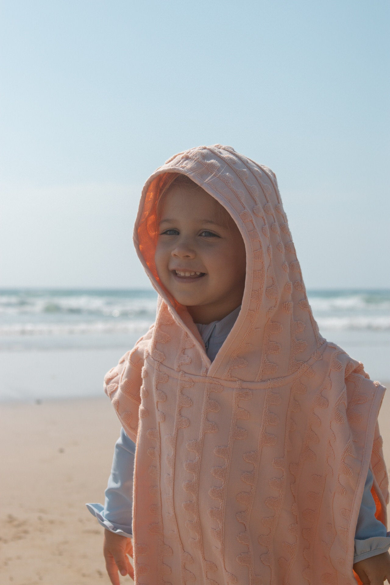 Grown Terry Towelling Flow Poncho Peachy