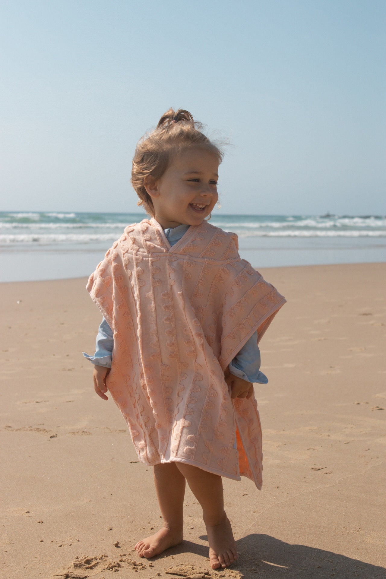 Grown Terry Towelling Flow Poncho Peachy