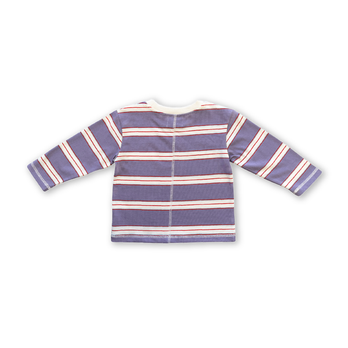 Grown Cotton Sports Stripe Long Sleeve Tee Mauve
