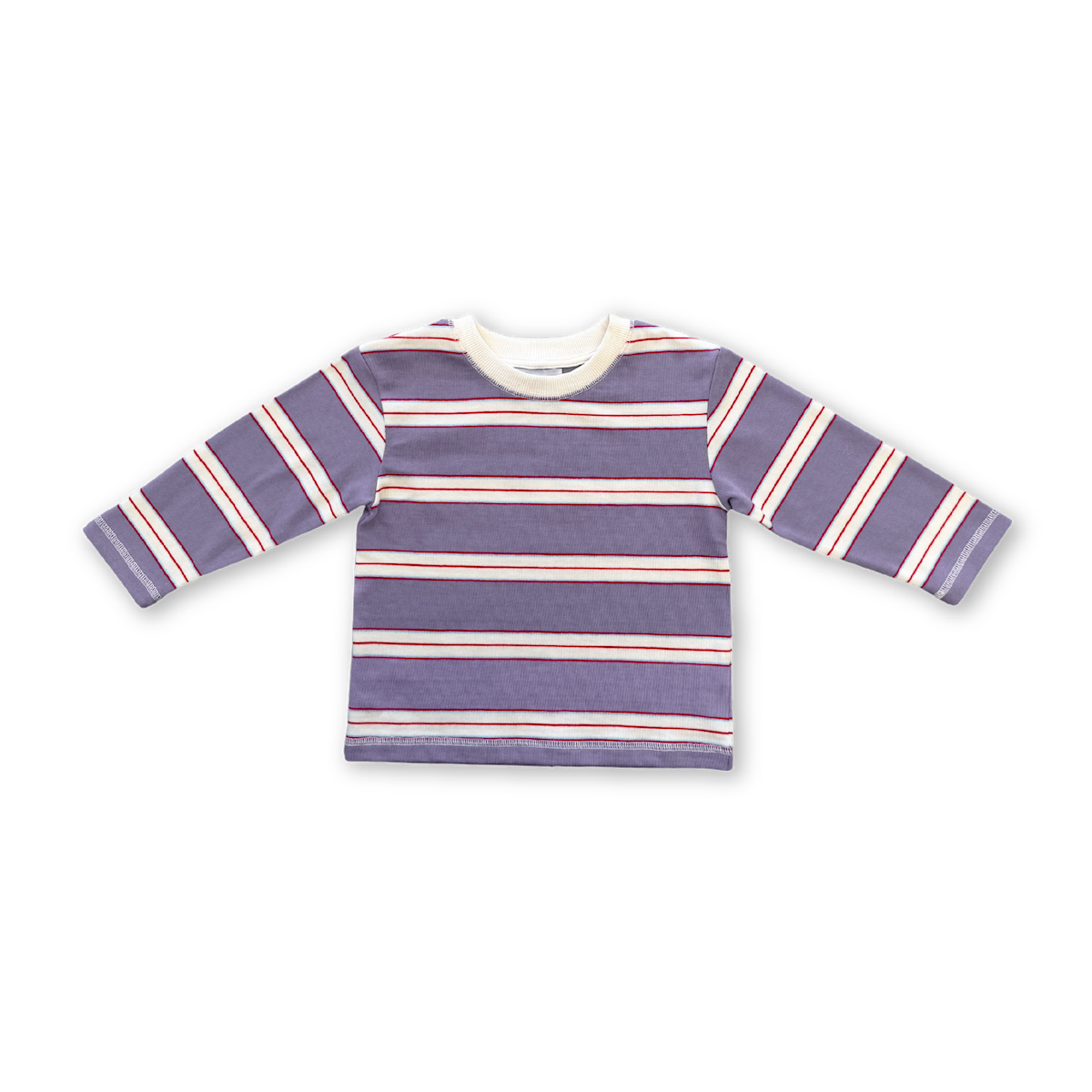 Grown Cotton Sports Stripe Long Sleeve Tee Mauve