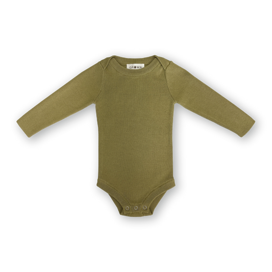 Grown Organic Ribbed Essential Bodysuit Sage