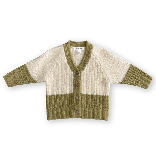 Grown Merino Wool Cardigan Sage/Milk