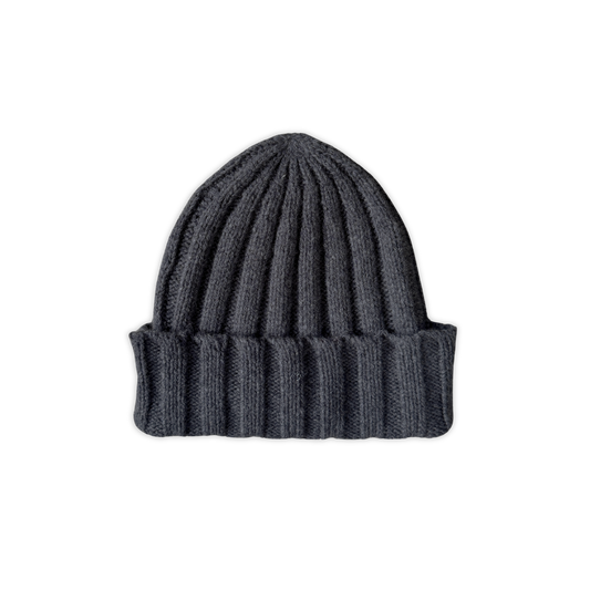 Grown Merino Blend Rib Knit Beanie Charcoal