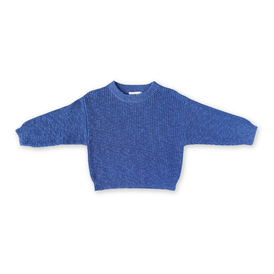 Grown Textured Organic Slub Knit Pull Over Cobalt