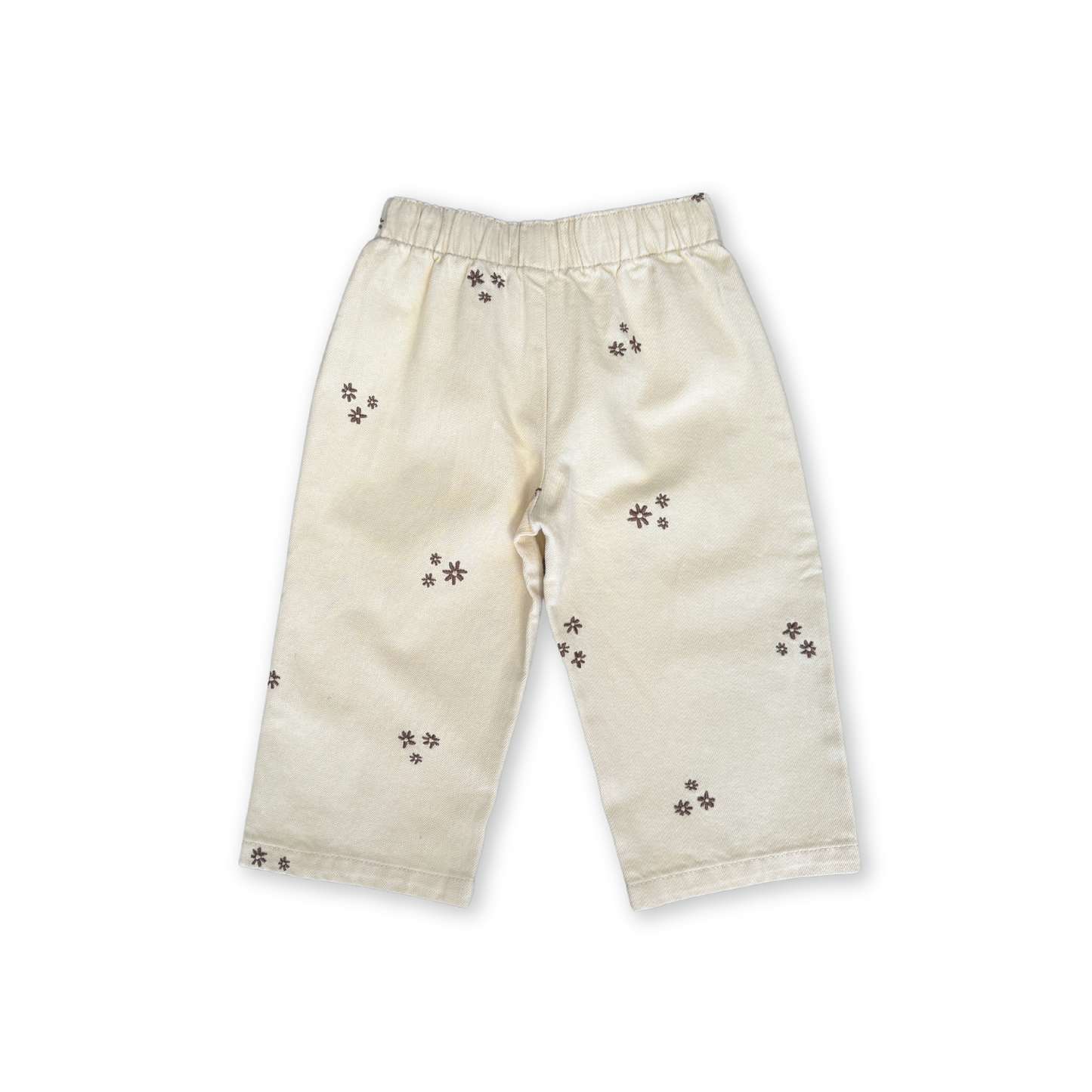 Grown Organic Denim Wild Flower Embroidery Pant Milk