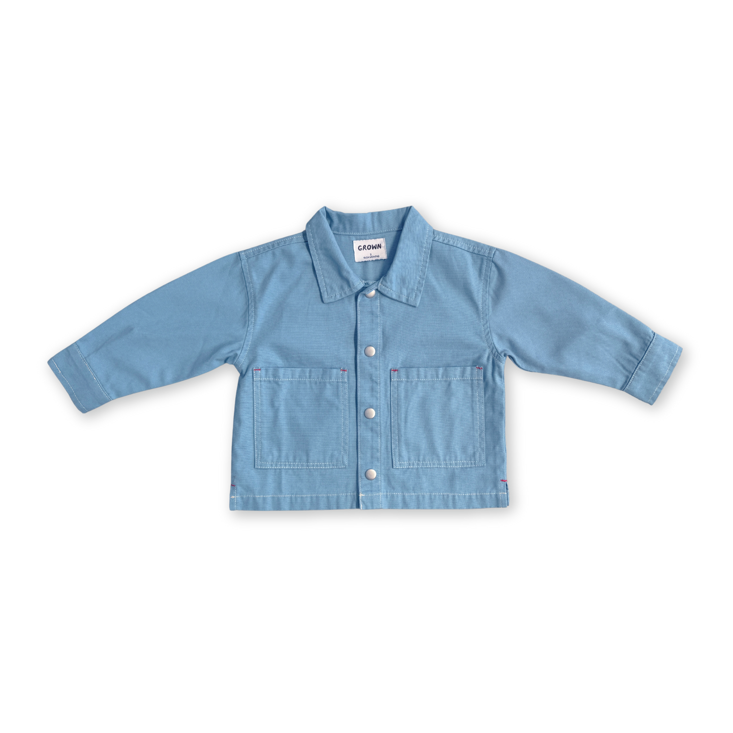 Grown Organic Canvas Utility Shirt Jacket Duck Egg