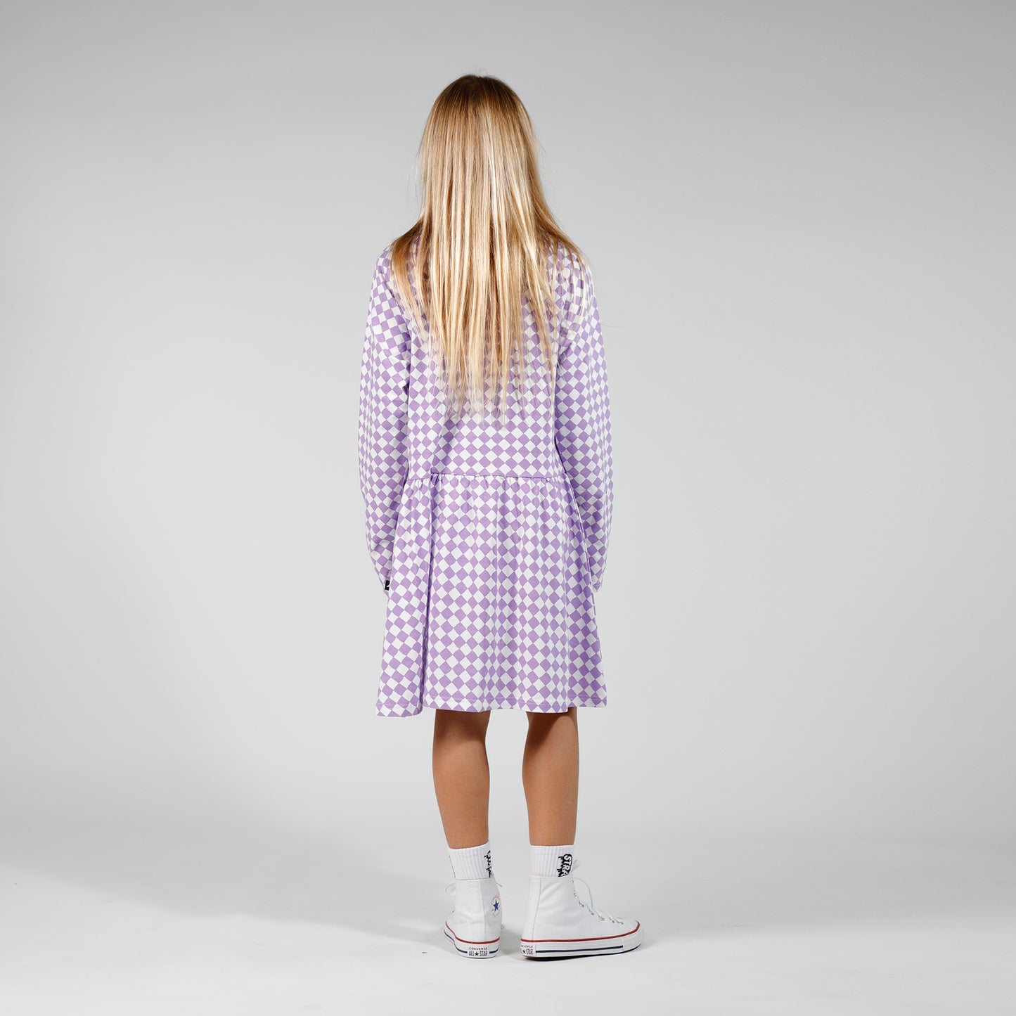 Hello Stranger Long Sleeve Monday Dress Purple Check