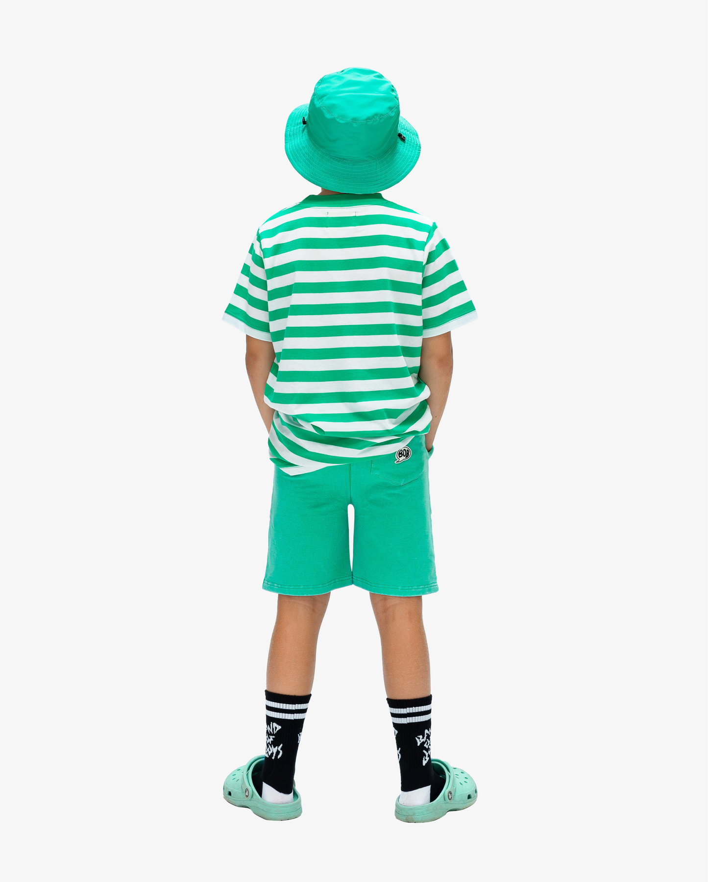 Band of Boys Green Striped Smile Tee