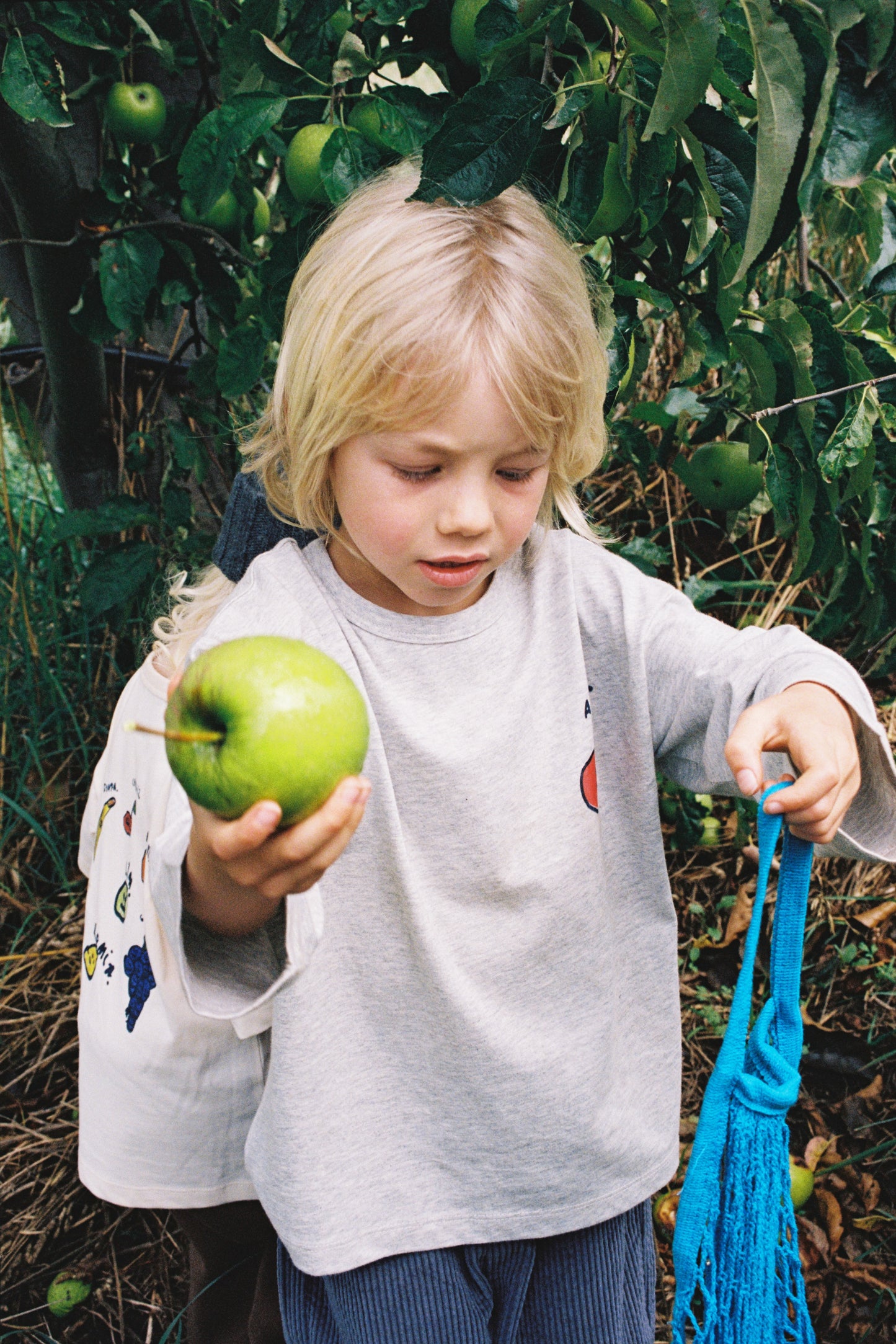 Grown Organic Fruit Salad Long Sleeve Tee Grey Marle
