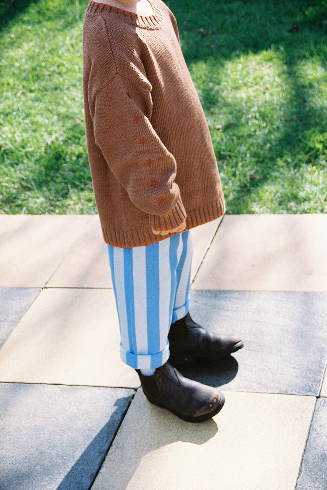 Grown Organic Milano Stripe Knit Pant Cobalt Ice
