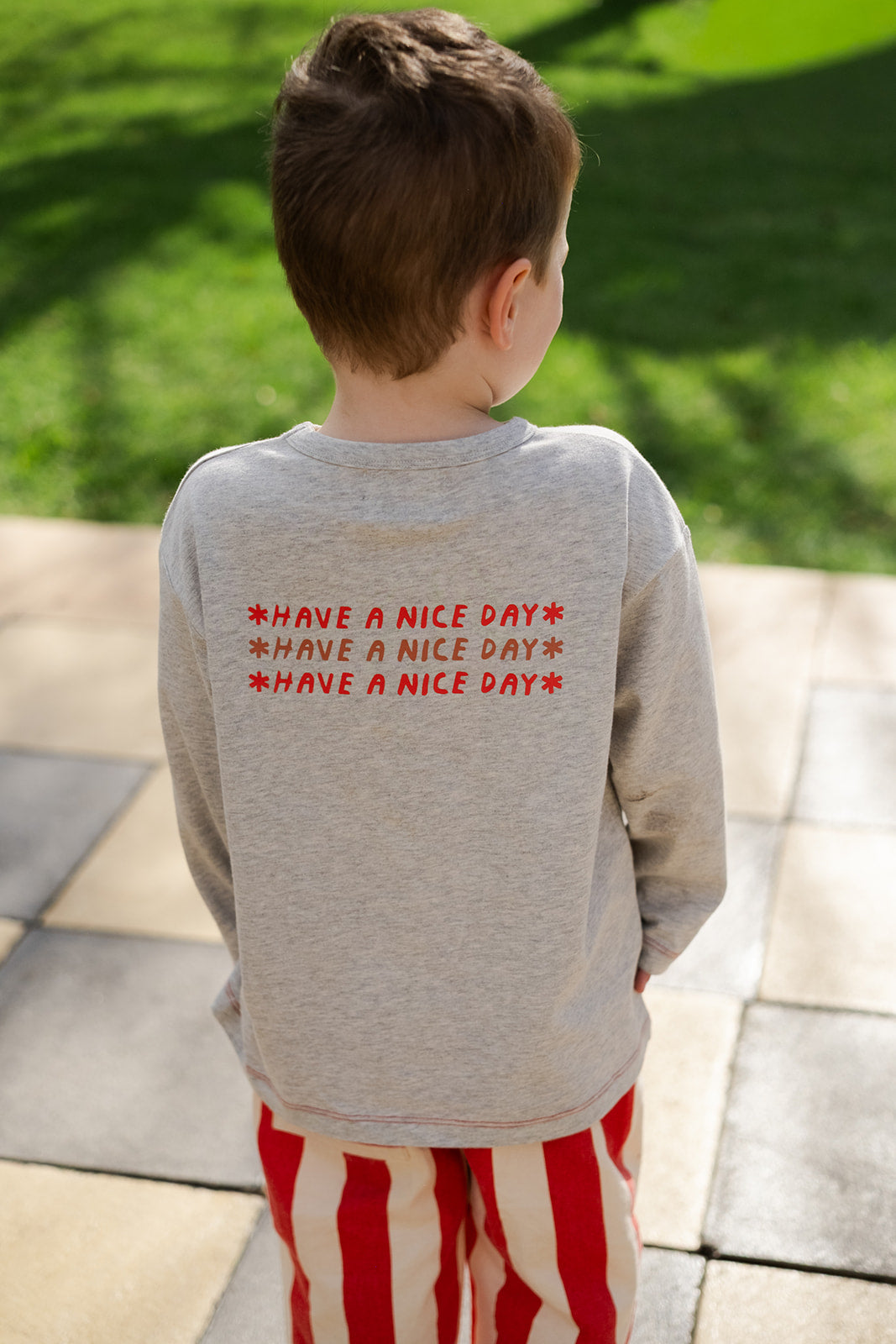 Grown Organic Have A Nice Day Long Sleeve Tee Grey Marle