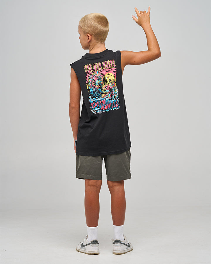 Mad Hueys King Cod Codzilla Muscle Tee Black