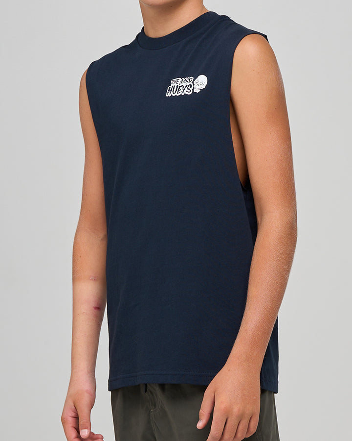Mad Hueys Frothing For More Muscle Tee Navy