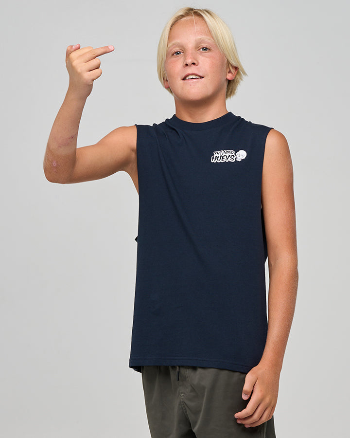 Mad Hueys Frothing For More Muscle Tee Navy